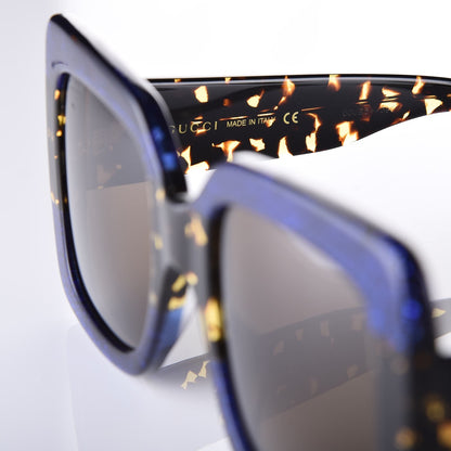 Gucci Square Frame GG0083S Sunglasses Glitter Blue Havana Brown 6 of 8