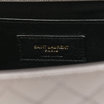 Saint Laurent Grain De Poudre Textured Mixed Matelasse Medium Triquilt Monogram Satchel Fog 6 of 11