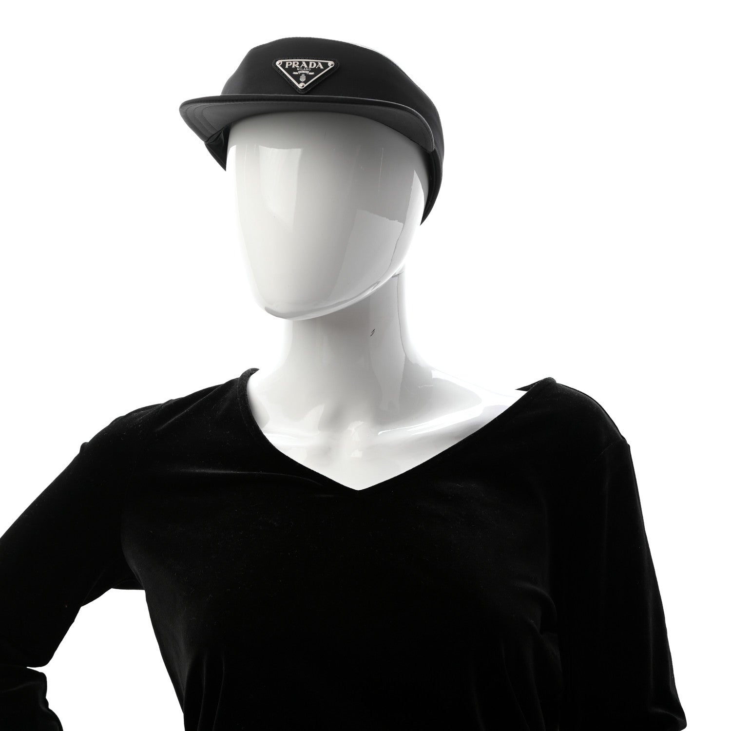 Prada Nylon Metal Triangle Logo Visor M Black 2 of 8