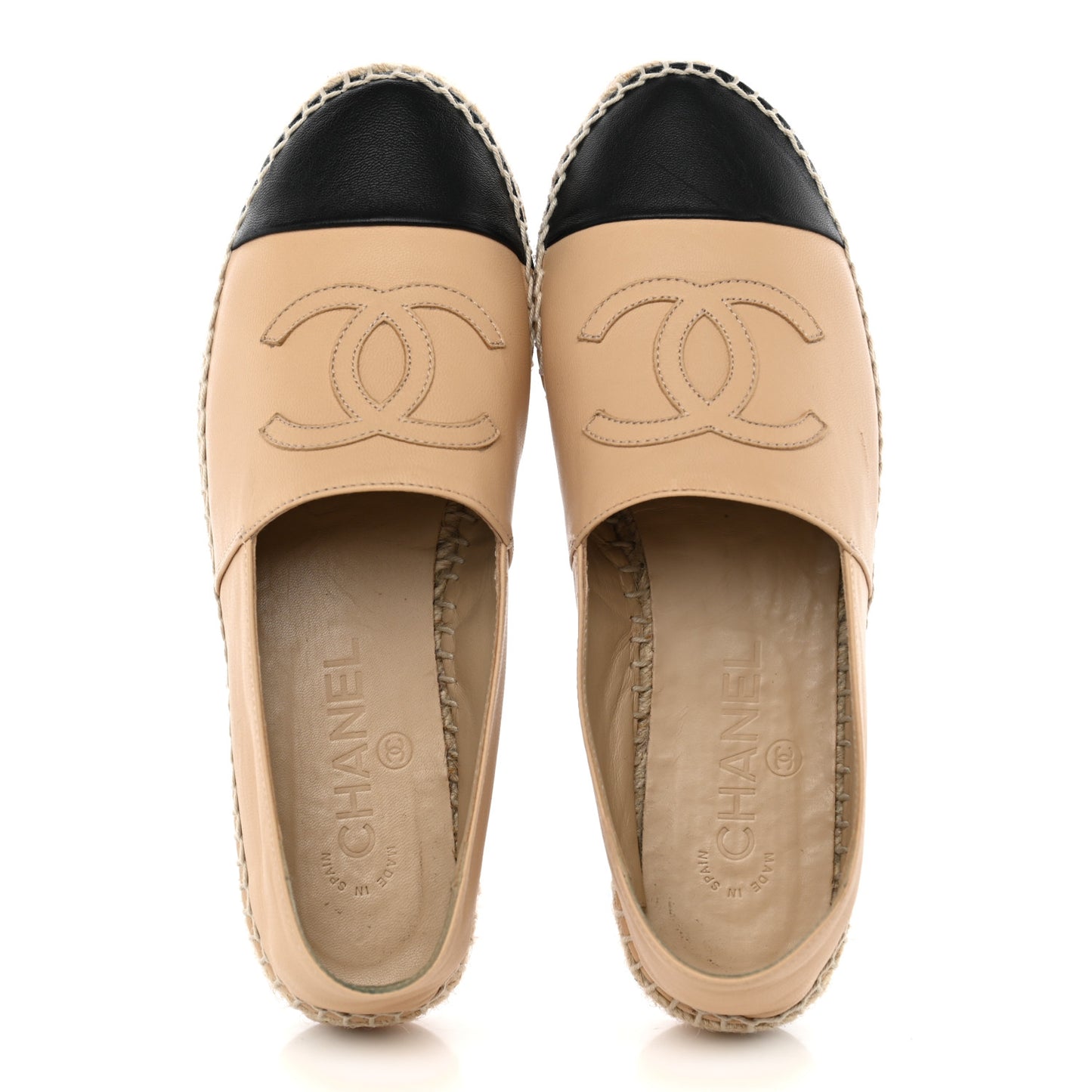 Lambskin CC Espadrilles 37 Beige Black