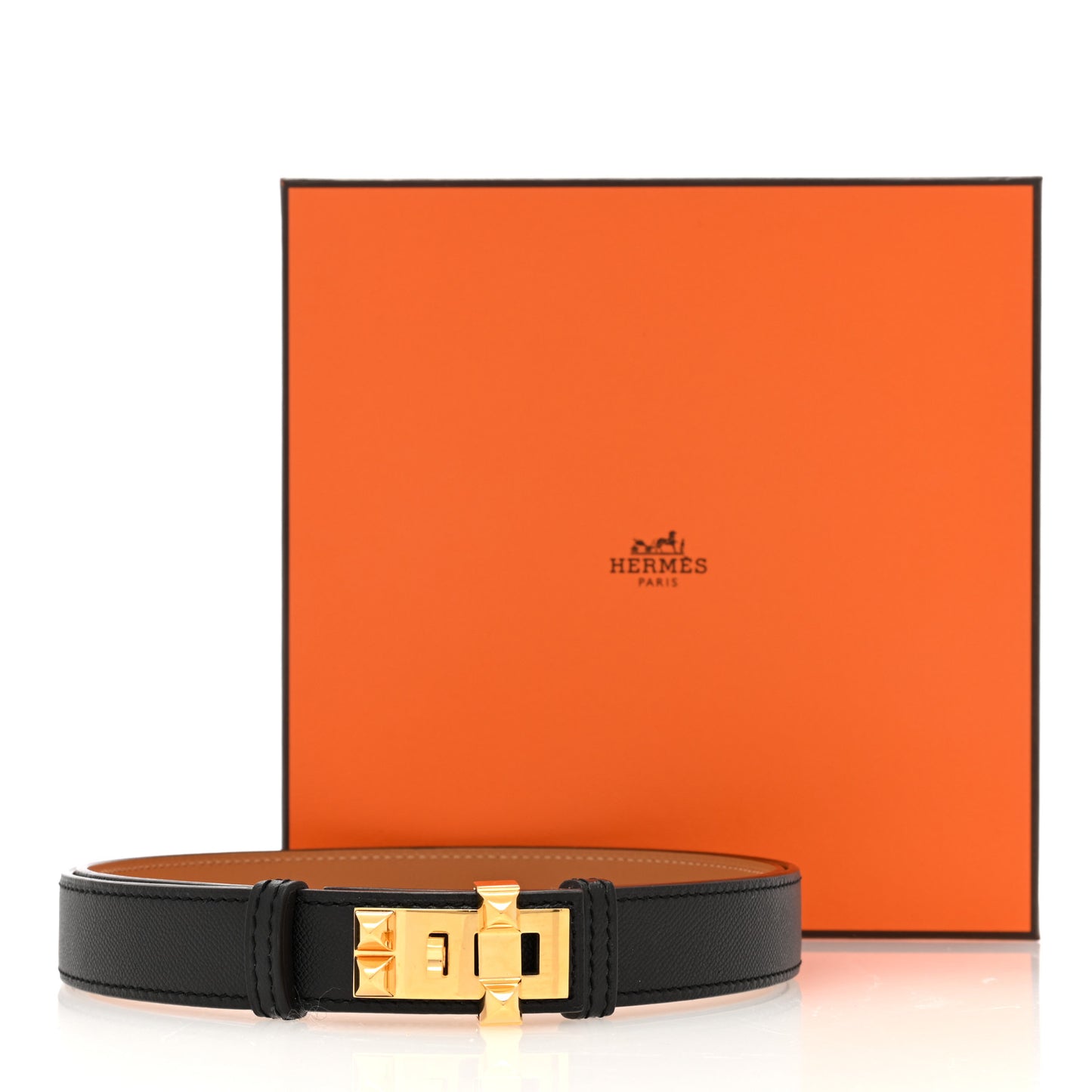 Epsom Swift 24mm Collier De Chien Belt Black Gold