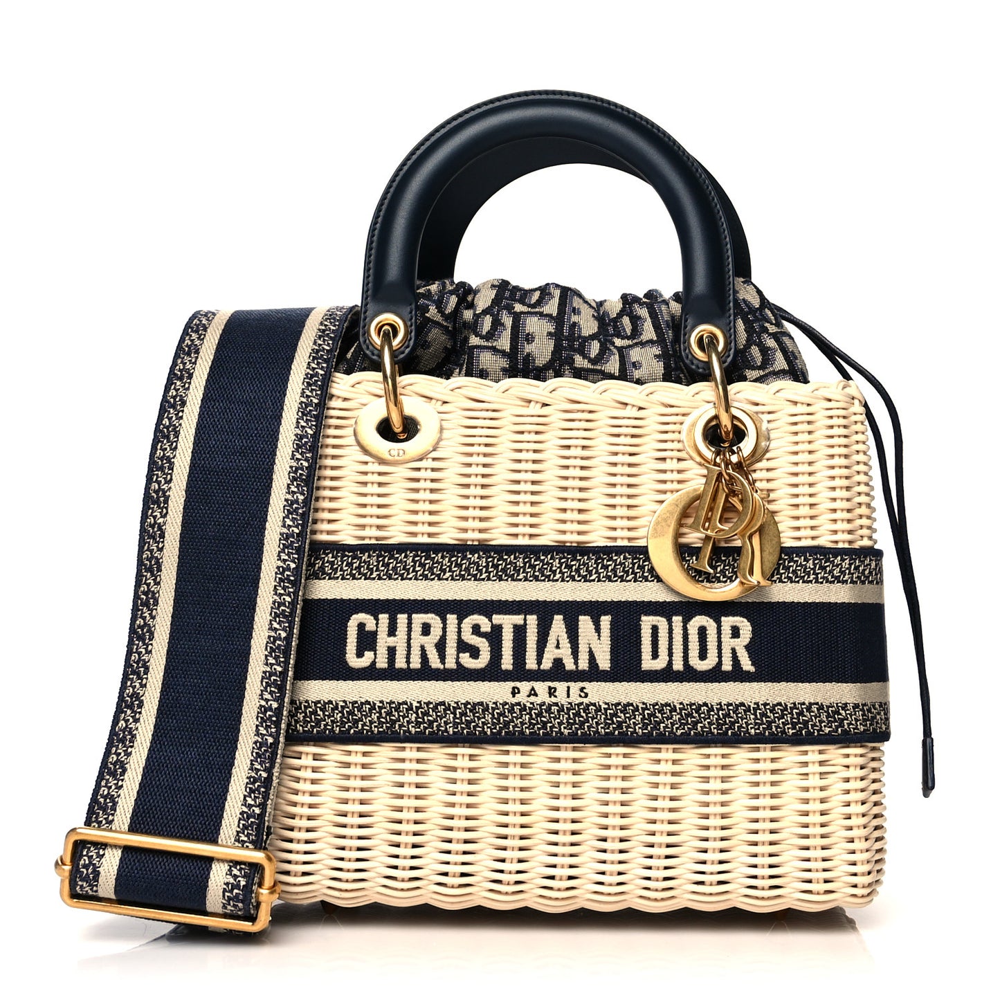 Wicker Oblique Medium Lady Dior Bag Blue
