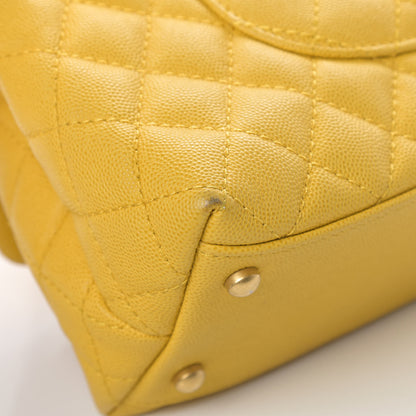 Chanel Caviar Quilted Small Coco Handle Flap Yellow 12 of 13