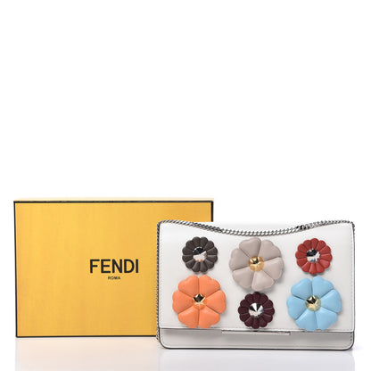 Fendi Vitello Century Lucido Nappa Flowerland Studded Tube Wallet On Chain White Ice Multicolor 11 of 11