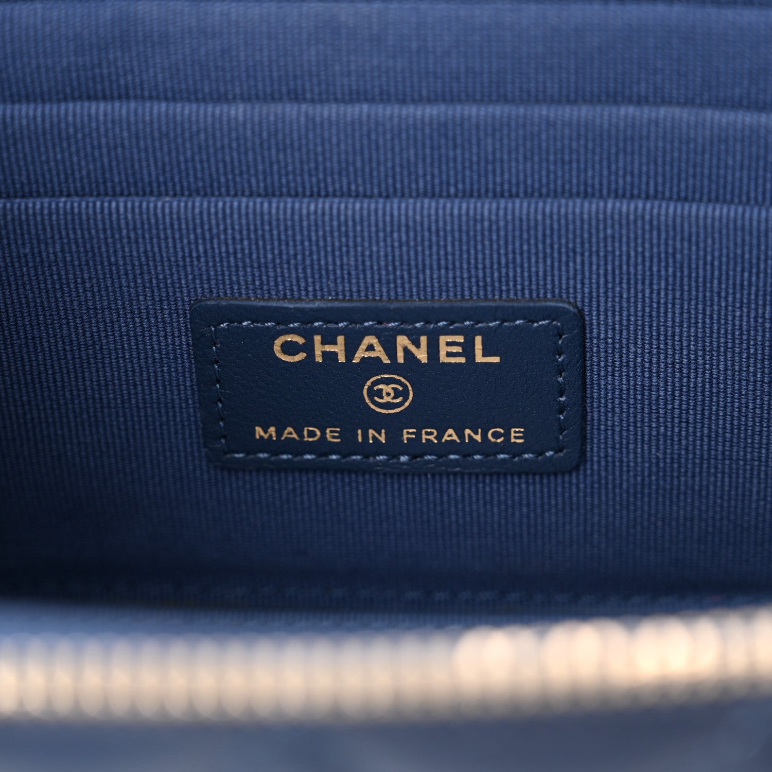 Chanel Lambskin Quilted Small Top Handle Vanity Case With Chain Dark Blue 6 of 11