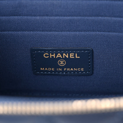 Chanel Lambskin Quilted Small Top Handle Vanity Case With Chain Dark Blue 6 of 11