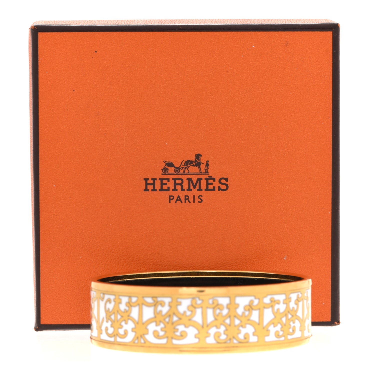 Hermes Enamel Printed Wide Balcons du Guadalquivir Bracelet 62 Gold 6 of 6