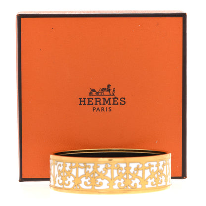 Hermes Enamel Printed Wide Balcons du Guadalquivir Bracelet 62 Gold 6 of 6