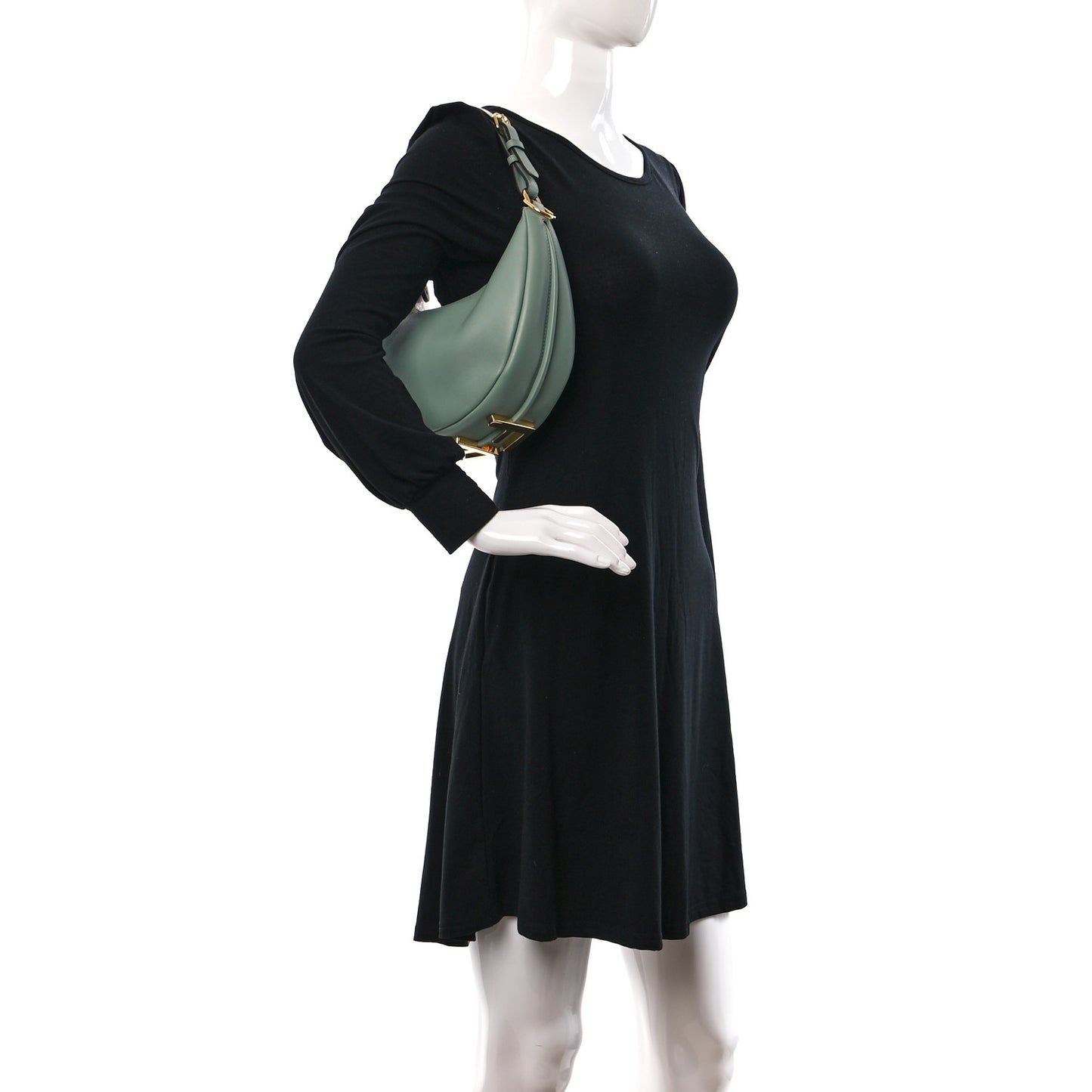 Vitello Grace Matte Small Fendigraphy Hobo Bag Menta