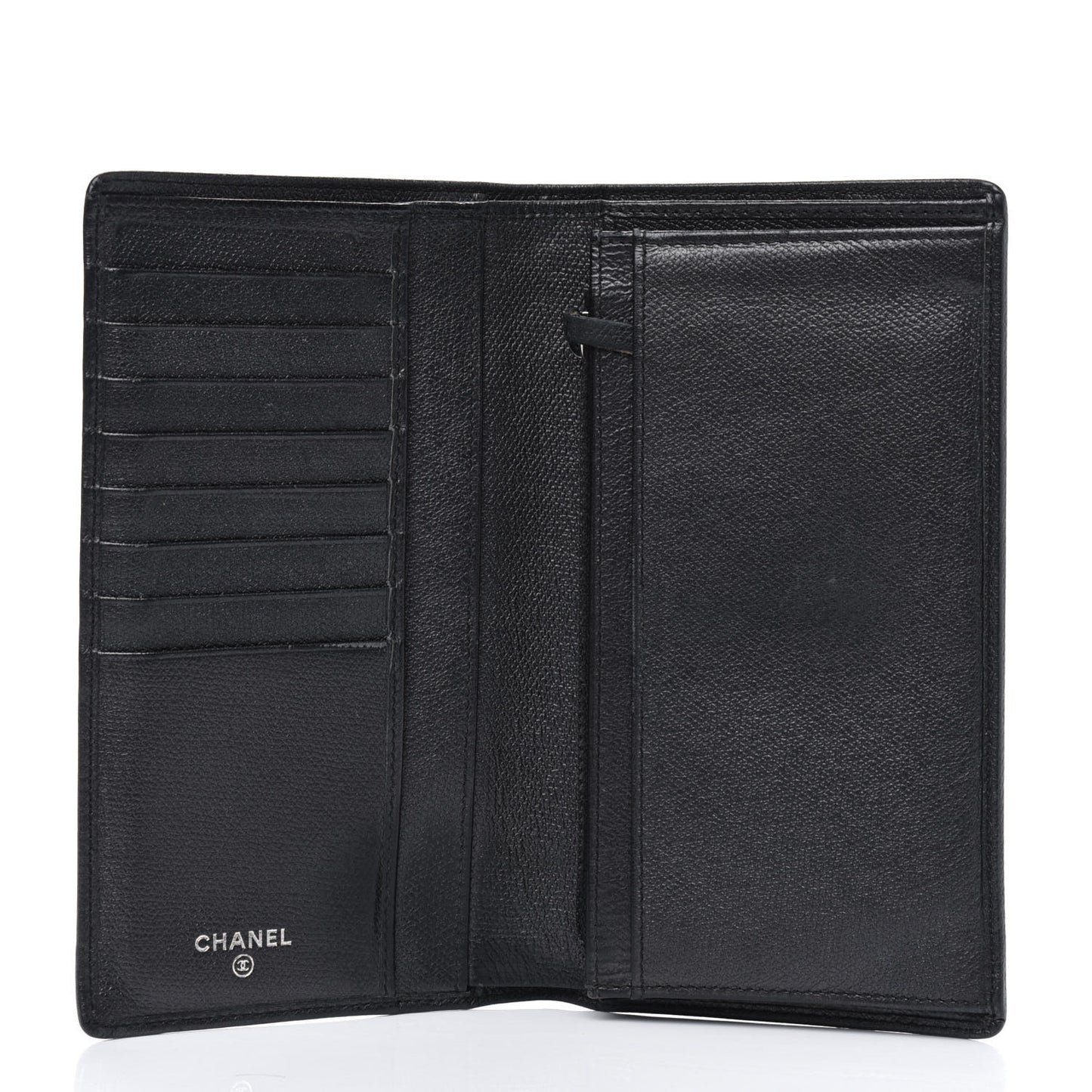 Grained Calfskin CC Button Yen Wallet Black