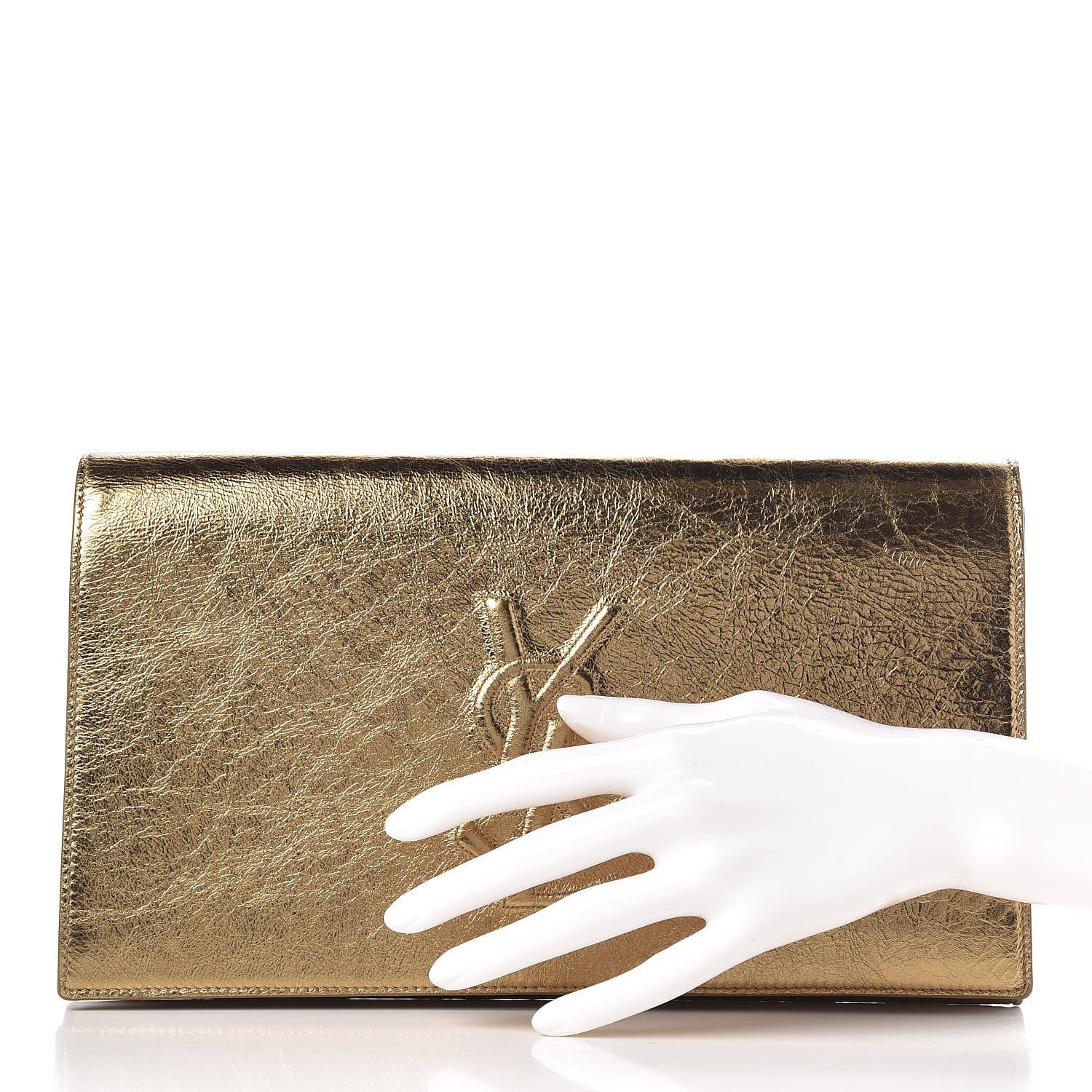 Saint Laurent Metallic Calfskin Monogram Large Belle De Jour Clutch Gold 2 of 10