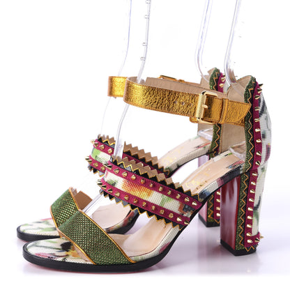 Christian Louboutin Metallic Glitter Spiked Montezumina 85 Sandals 37 Multicolor 3 of 8