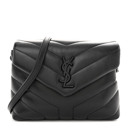 Saint Laurent Calfskin Y Quilted Monogram Monochrome Toy Loulou Crossbody Bag Black 1 of 10