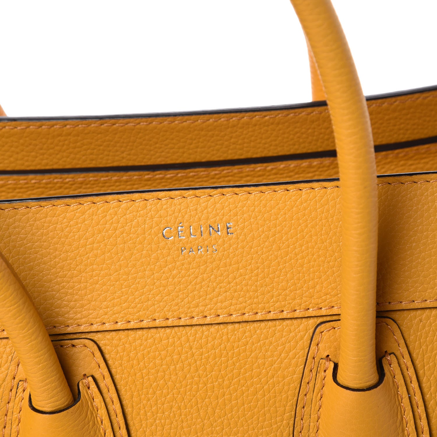 Celine Drummed Calfskin Micro Luggage Ocre 8 of 13