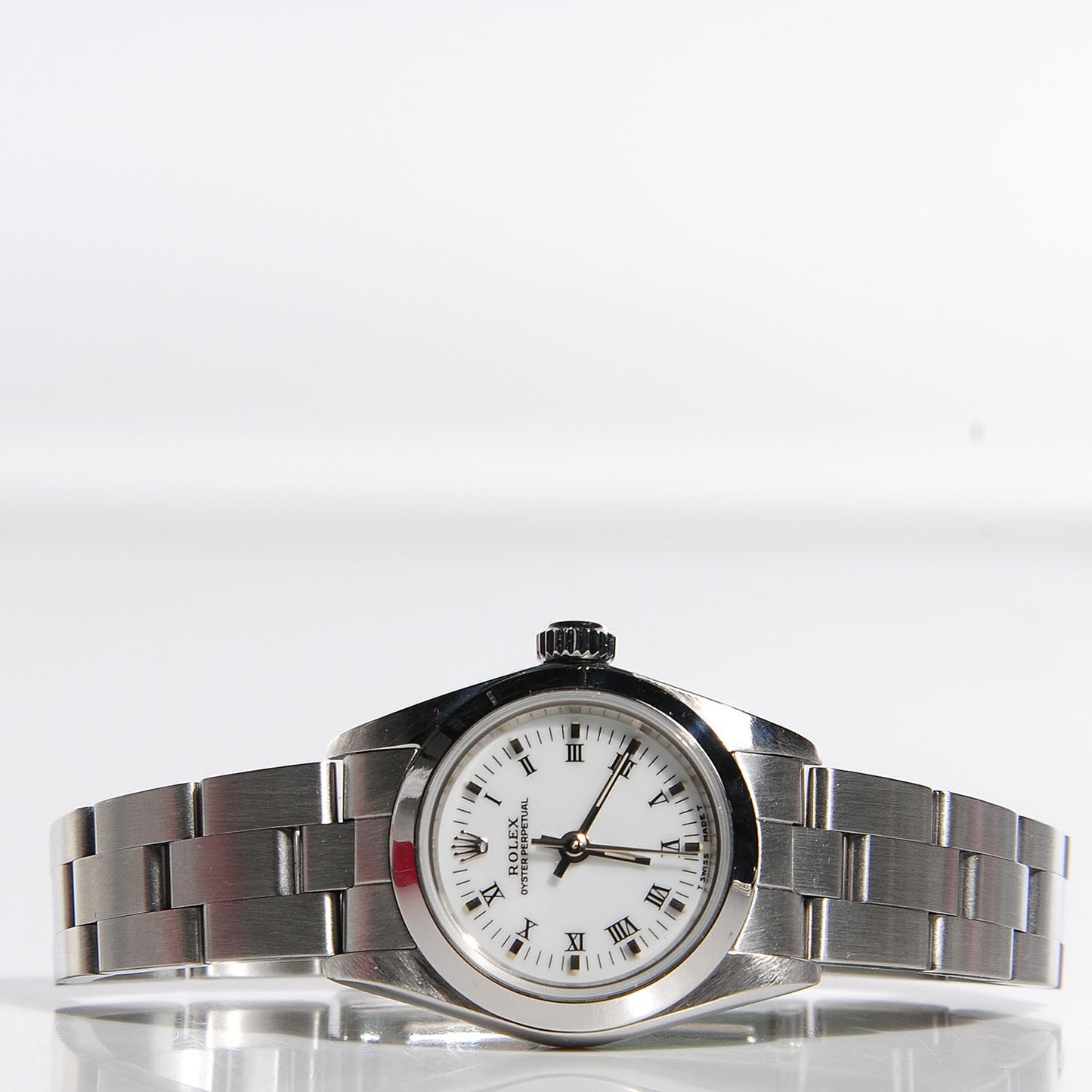Stainless Steel 24mm Oyster Perpetual Watch White Roman 67180