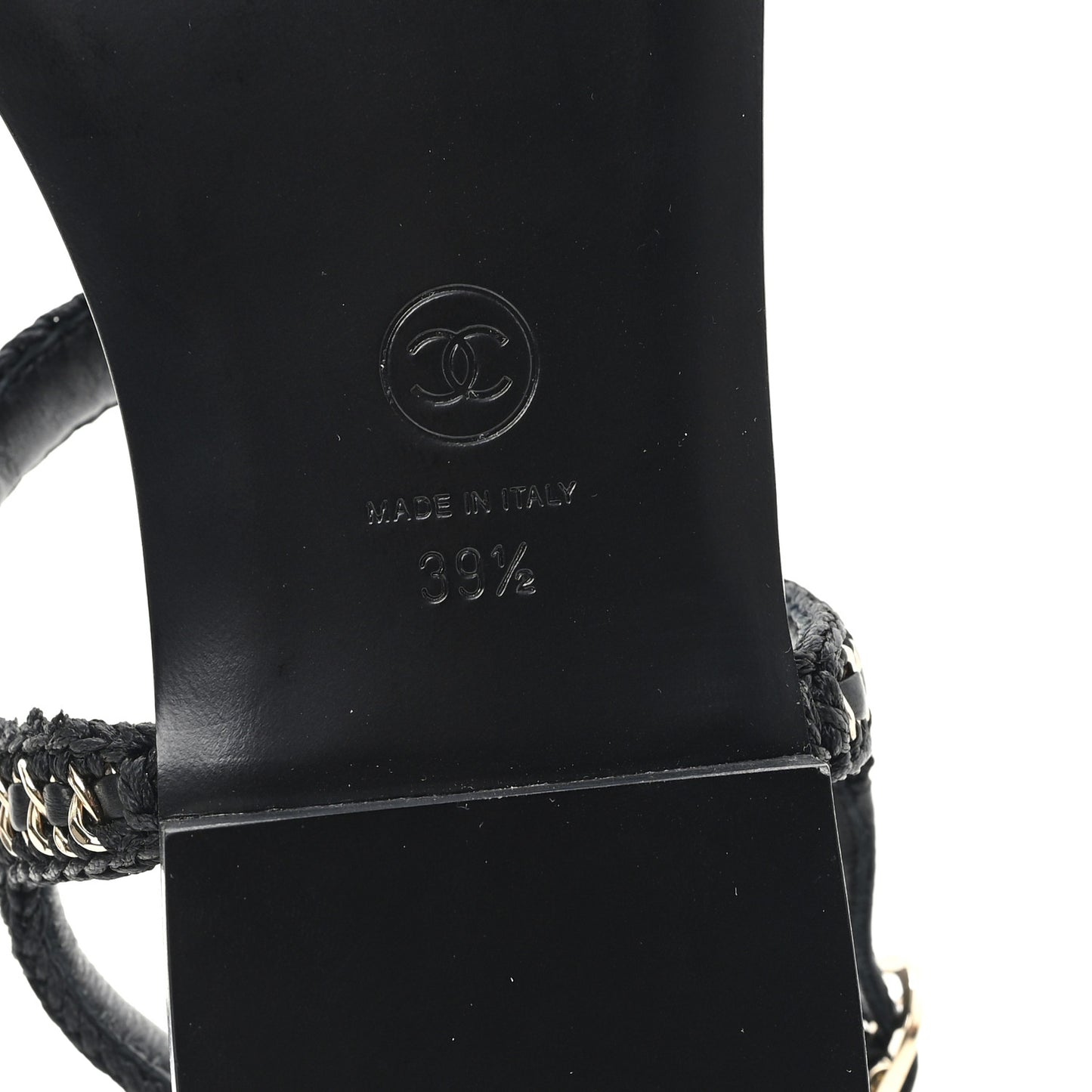 Lambskin Embroidered CC Thong Sandals 39.5 Black