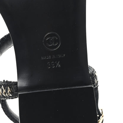 Chanel Lambskin Embroidered CC Thong Sandals 39.5 Black 7 of 10