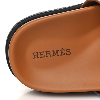 Hermes Denim Calfskin Womens Chypre Sandals 36 Bleu Clair Naturel 7 of 9