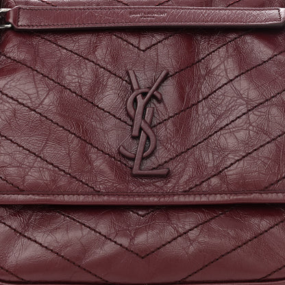 Saint Laurent Crinkled Calfskin Matelasse Monogram Medium Niki Chain Satchel Rouge Legion 8 of 10