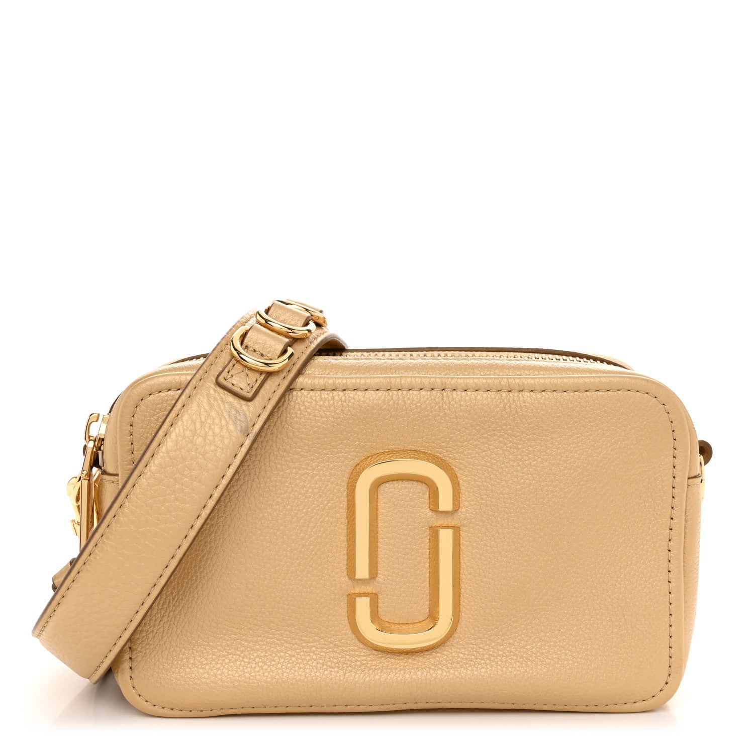 Marc Jacobs Pearlized Supple Natural Grain Calfskin The Softshot 21 Bag Gold 1 of 11