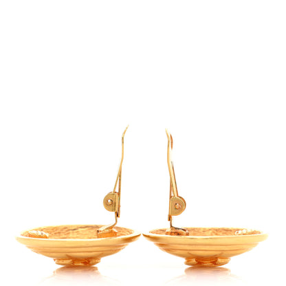 Chanel Metal Quilted CC Round Clip On Earrings Gold 3 of 8