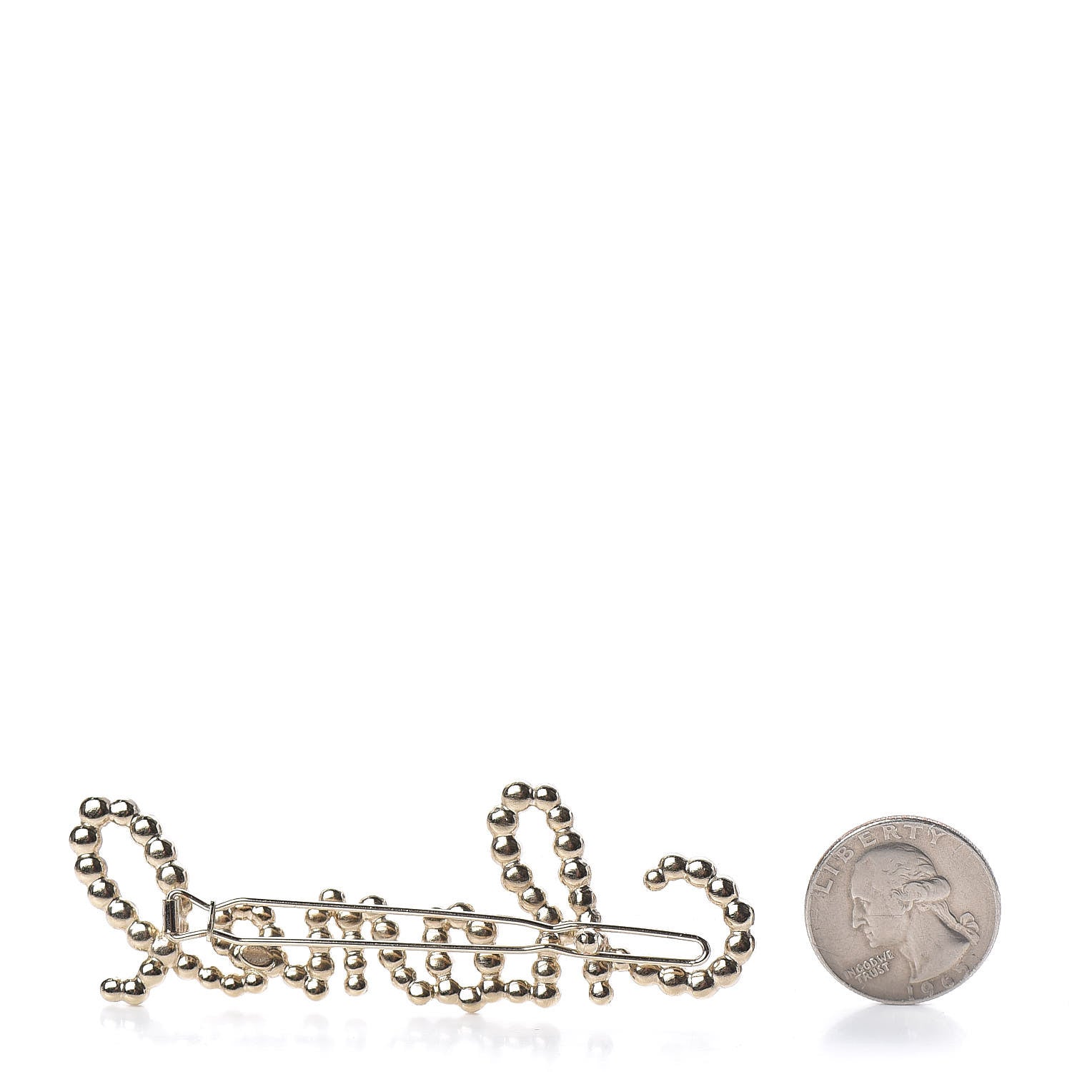 Chanel Metal Glass Swirling Pearls Hair Clip Gold 2 of 4