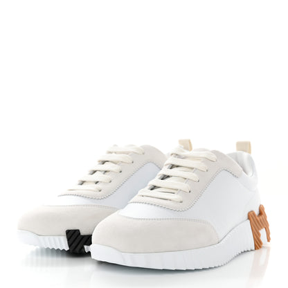 Hermes Calfskin Suede Goatskin Bouncing Sneakers 36 White 3 of 9