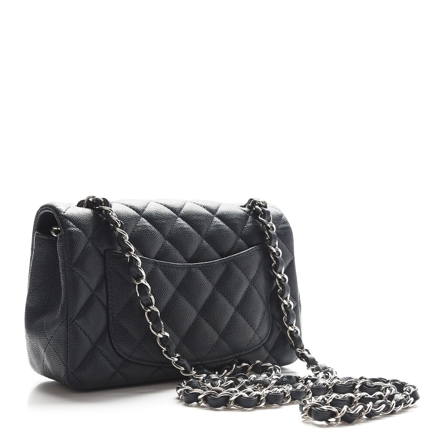 Caviar Quilted Mini Rectangular Flap Navy