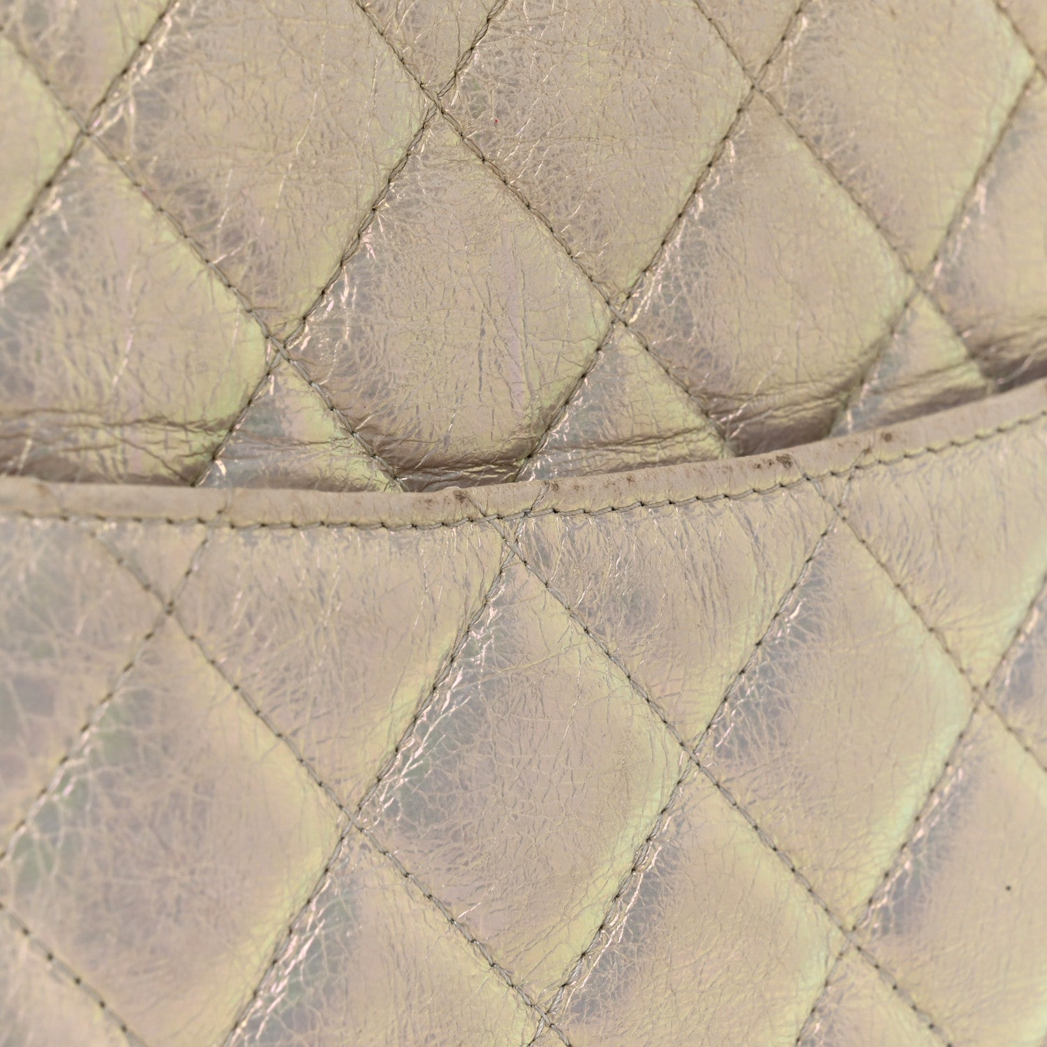 Chanel Iridescent Lambskin Quilted Medium Cosmetic Case Ivory 9 of 13