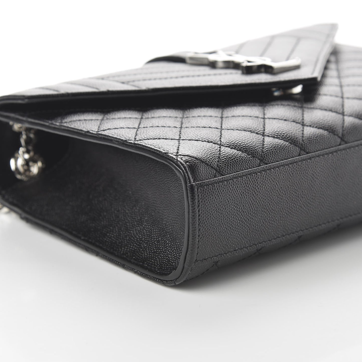 Grain De Poudre Textured Mixed Matelasse Triquilt Medium Monogram Satchel Black