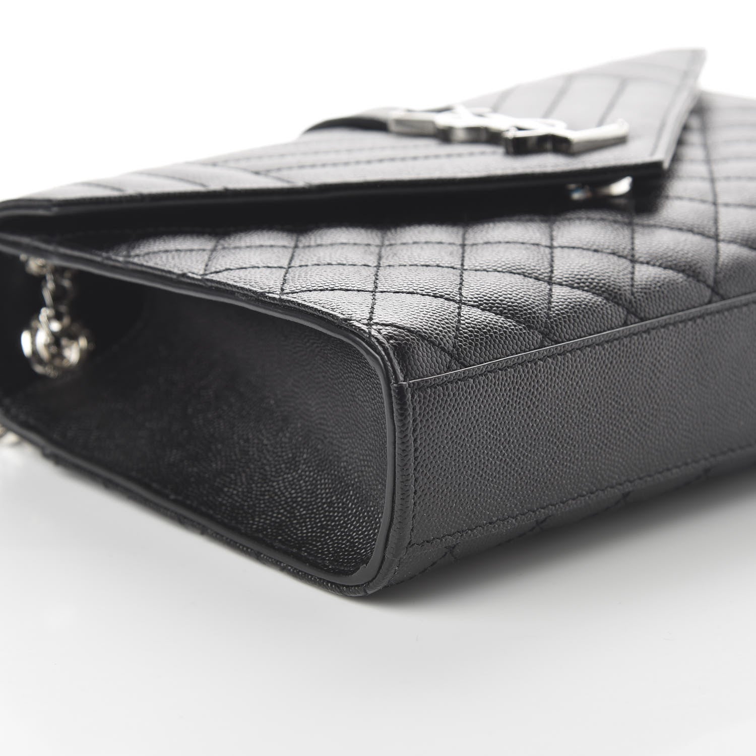 Saint Laurent Grain De Poudre Textured Mixed Matelasse Triquilt Medium Monogram Satchel Black 6 of 10