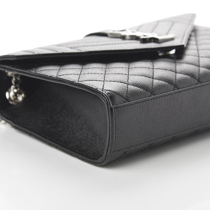 Saint Laurent Grain De Poudre Textured Mixed Matelasse Triquilt Medium Monogram Satchel Black 6 of 10