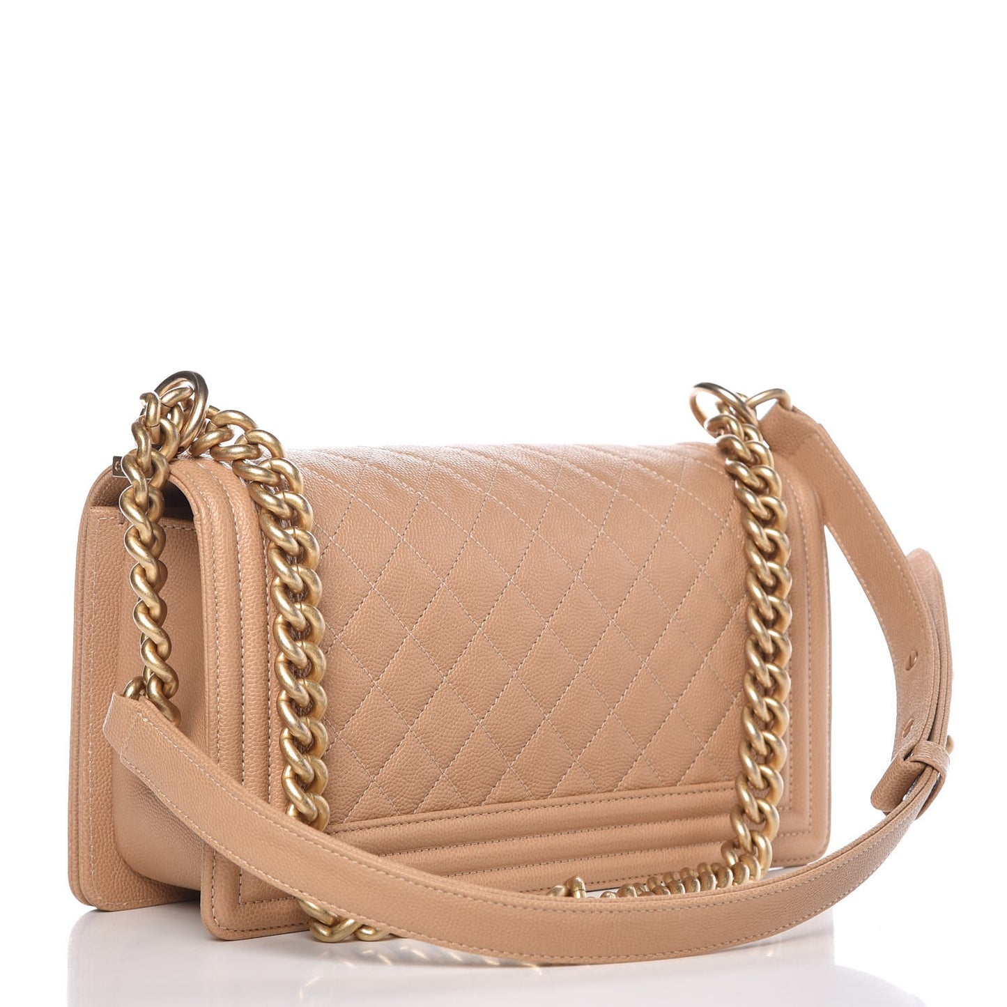 Caviar Quilted Medium Boy Flap Beige