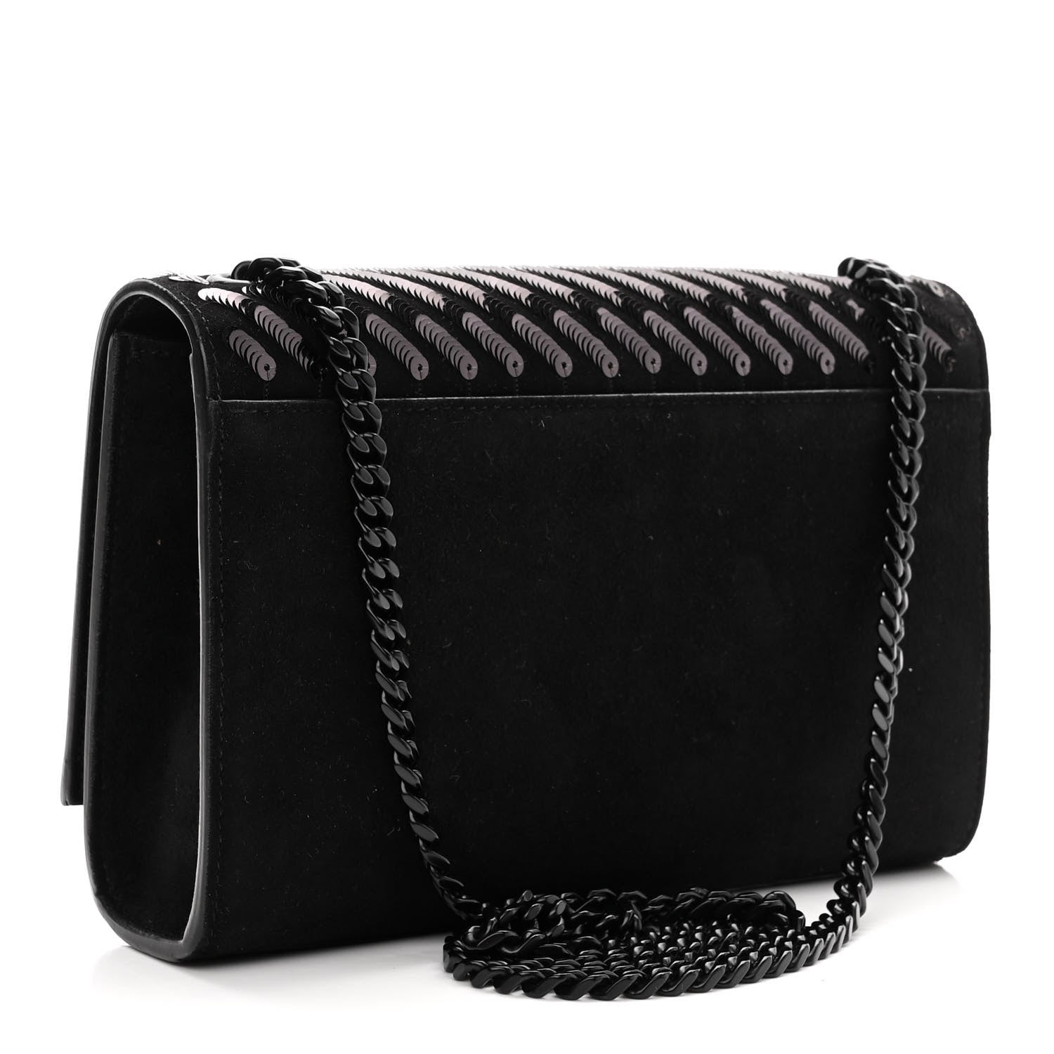 Saint Laurent Suede Sequin Small Classic Monogram Kate Satchel Black 3 of 10