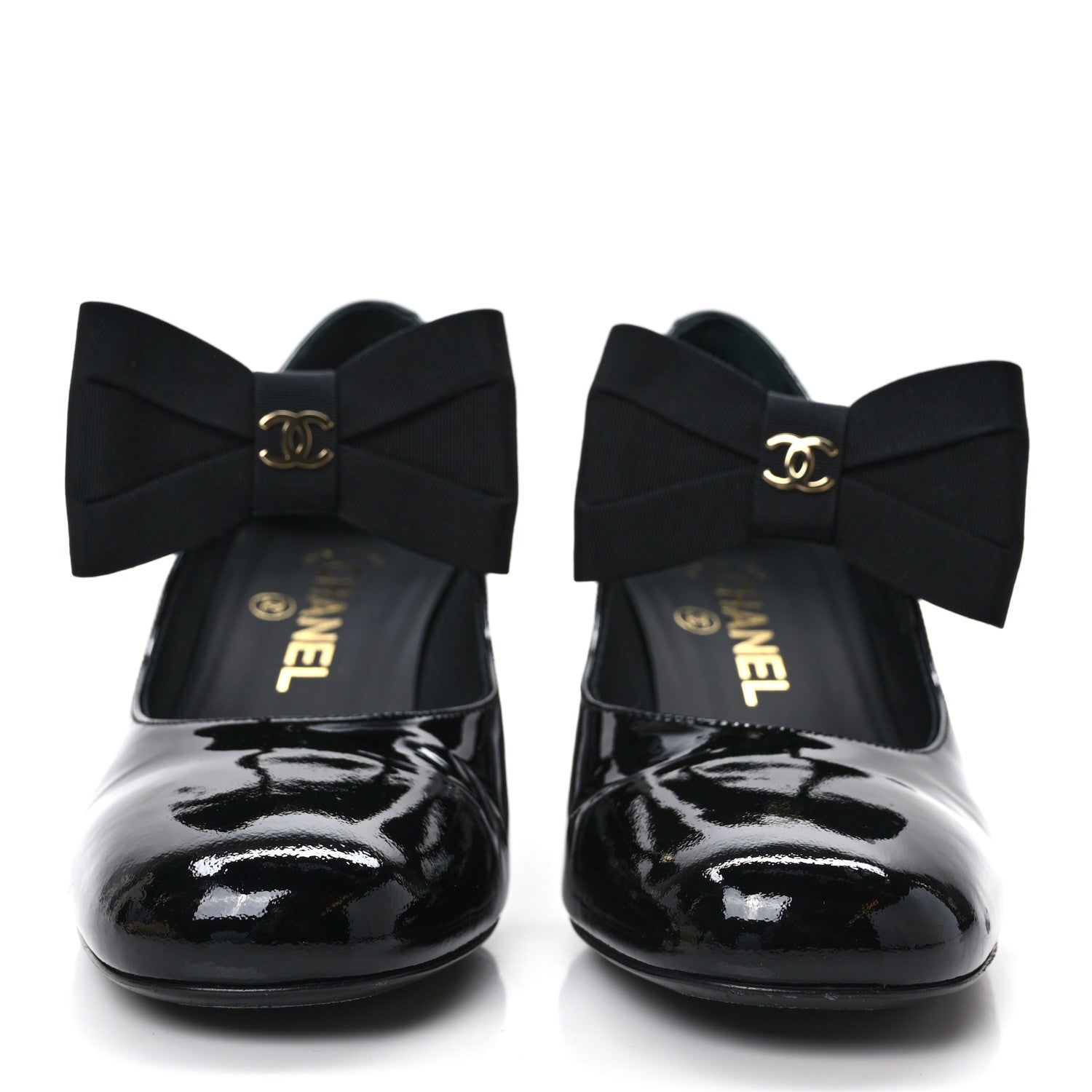 Chanel Patent Calfskin Grosgrain Bow Mary Jane Flats 37 Black 2 of 9