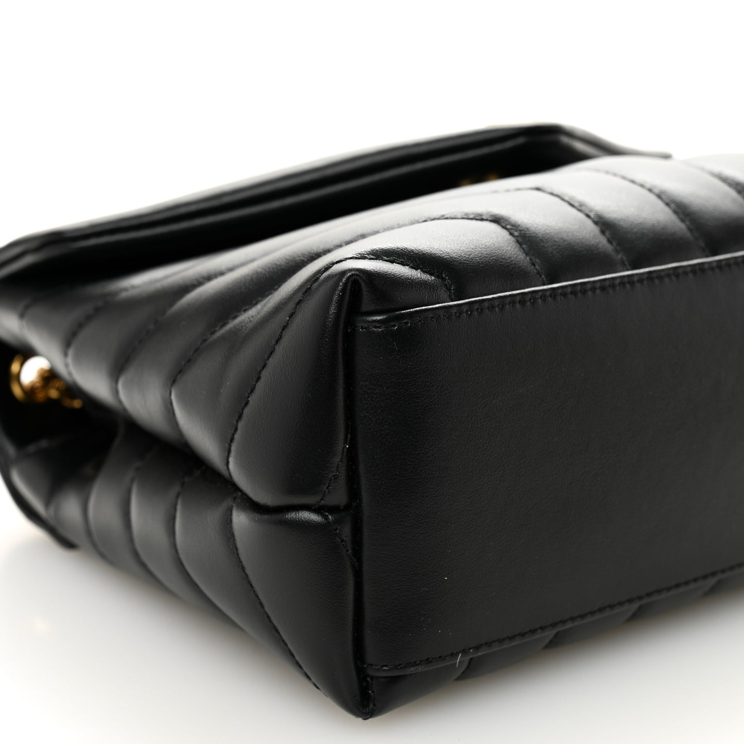 Calfskin Y Quilted Monogram Small Loulou Chain Satchel Black