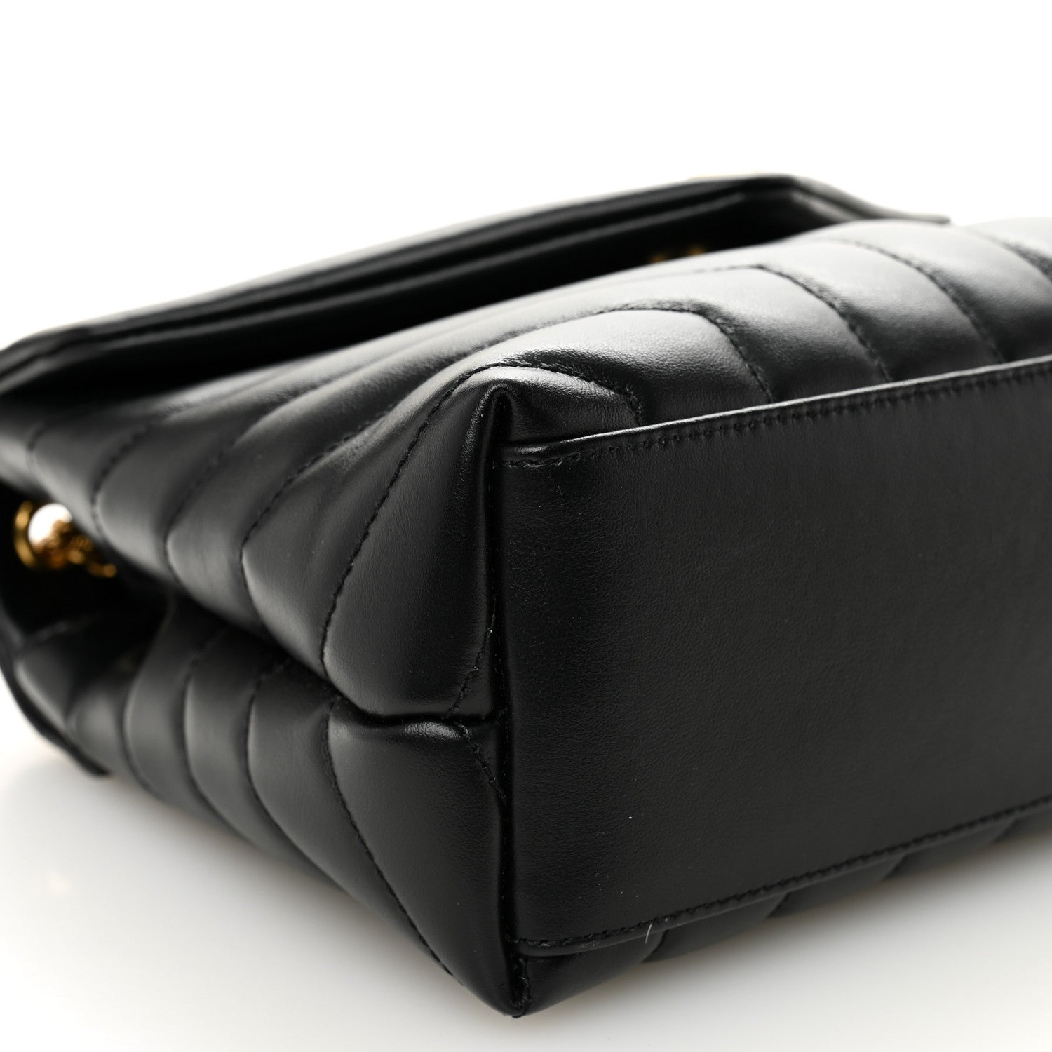 Saint Laurent Calfskin Y Quilted Monogram Small Loulou Chain Satchel Black 9 of 10