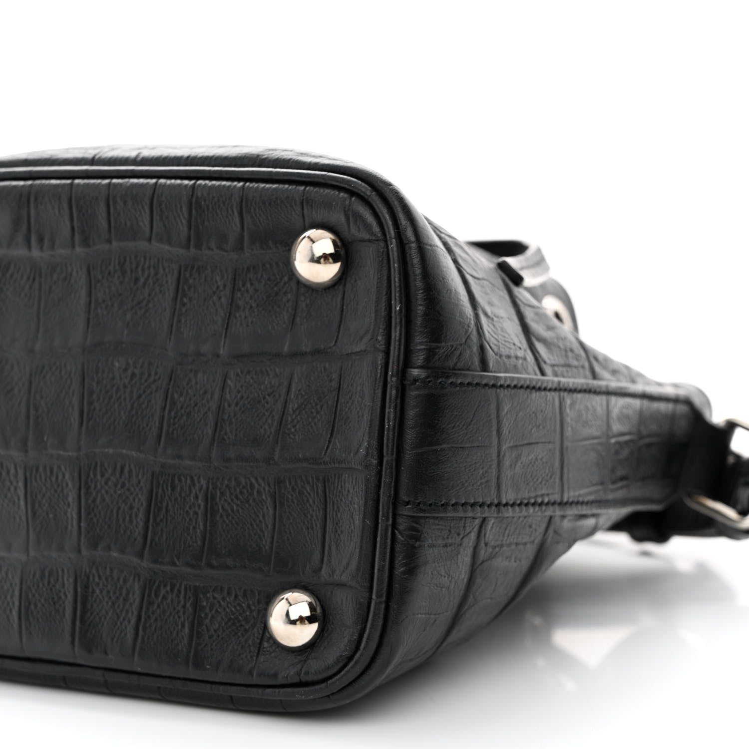 Saint Laurent Calfskin Crocodile Embossed Small Emmanuelle Bucket Bag Black 10 of 13