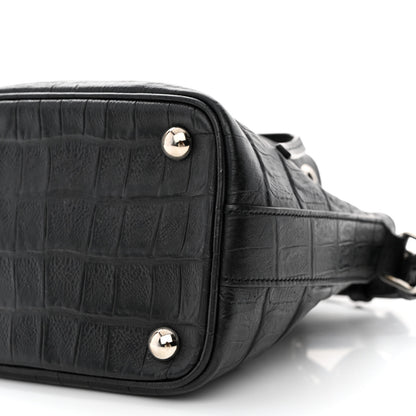 Saint Laurent Calfskin Crocodile Embossed Small Emmanuelle Bucket Bag Black 10 of 13