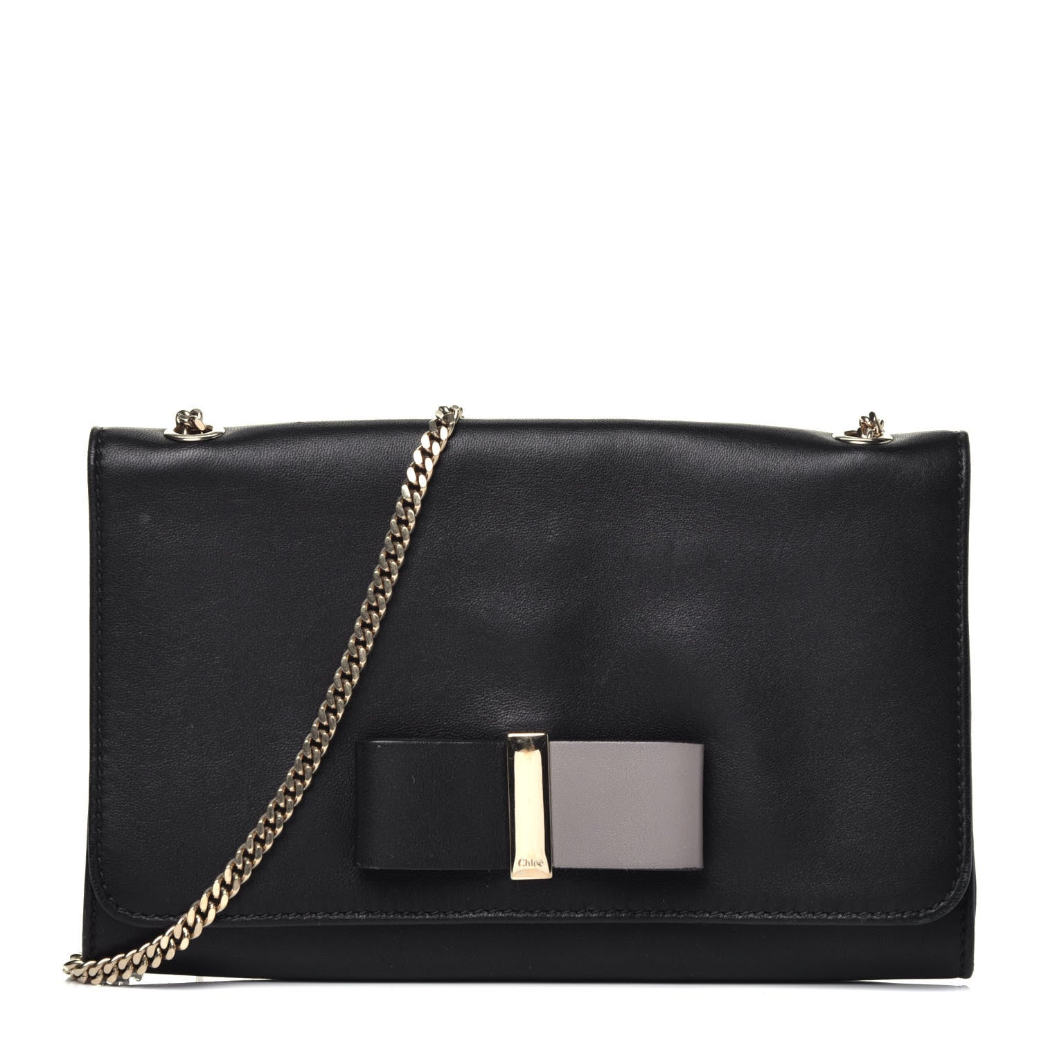Chloe Lambskin Bow Wallet On Chain Black 1 of 9