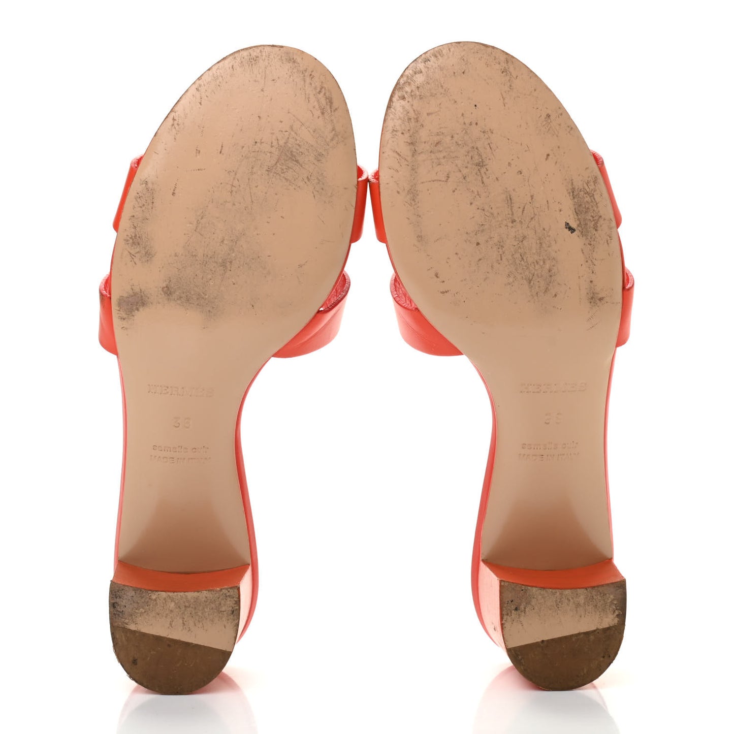 Calfskin Oasis Sandals 38 Coquelicot
