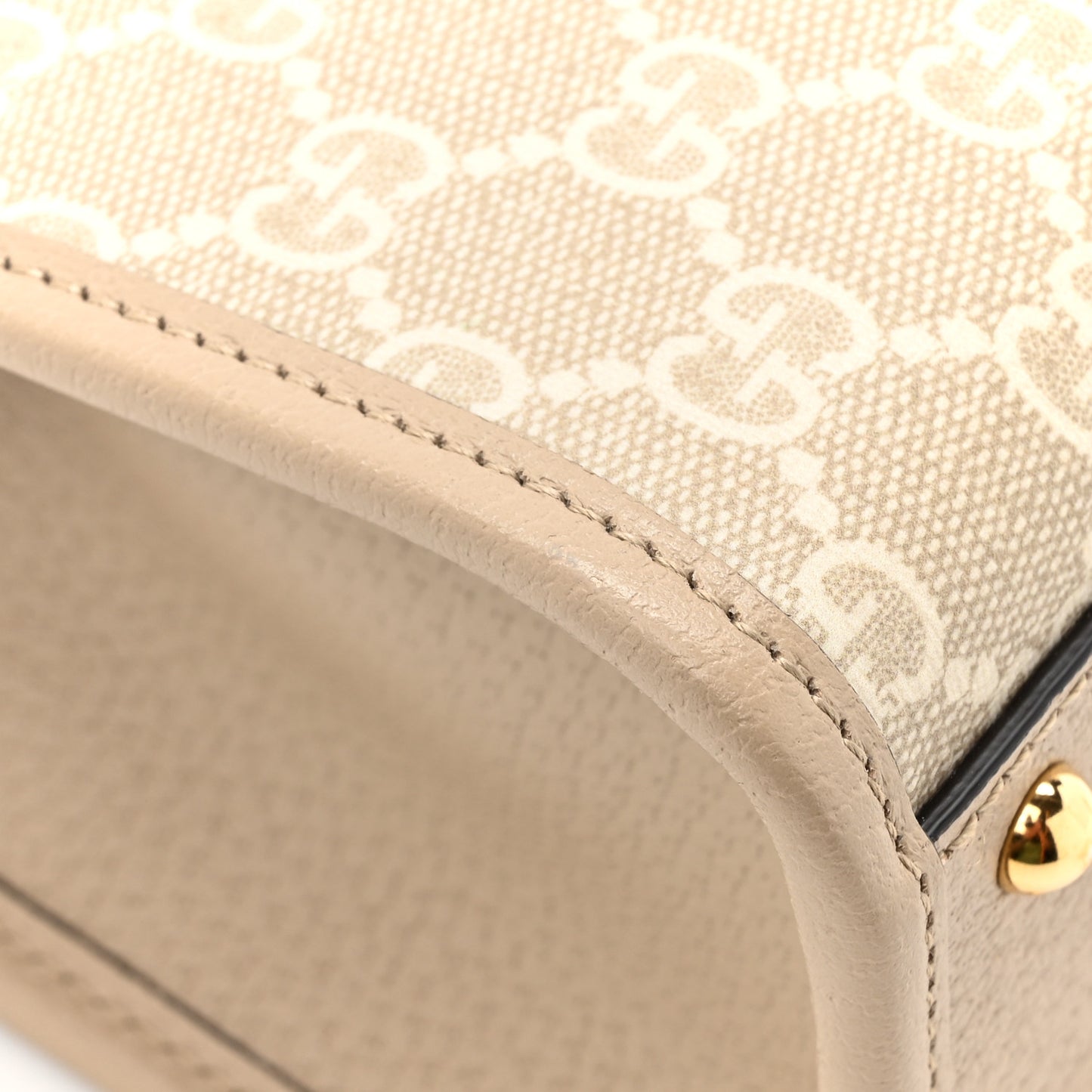 GG Supreme Monogram Textured Dollar Calfskin Web Small Ophidia Slip Handle Tote Beige Mystic White Oatmeal