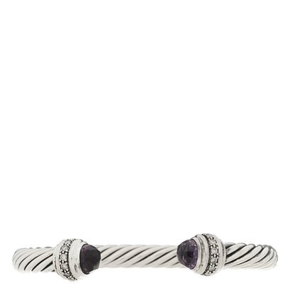 David Yurman Sterling Silver Diamond Amethyst 7mm Cable Classics Bracelet 1 of 3