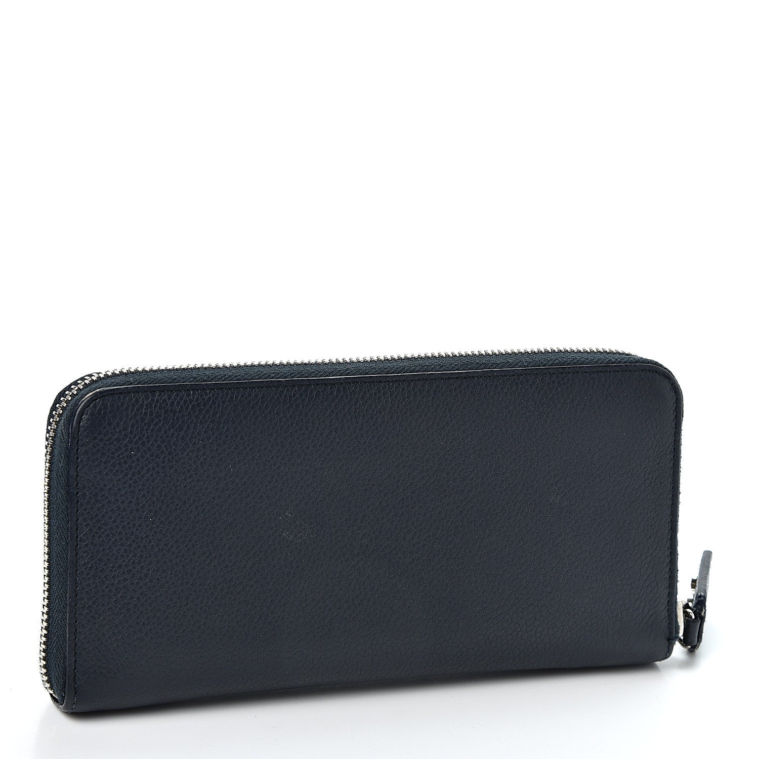 Saint Laurent Grained Calfskin Rive Gauche Zip Around Wallet Deep Marine 2 of 9