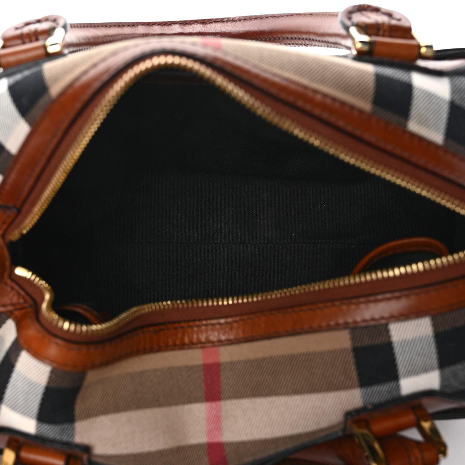 Burberry House Check Bridle Calfskin Medium Alchester Bowling Bag Dark Tan 5 of 10