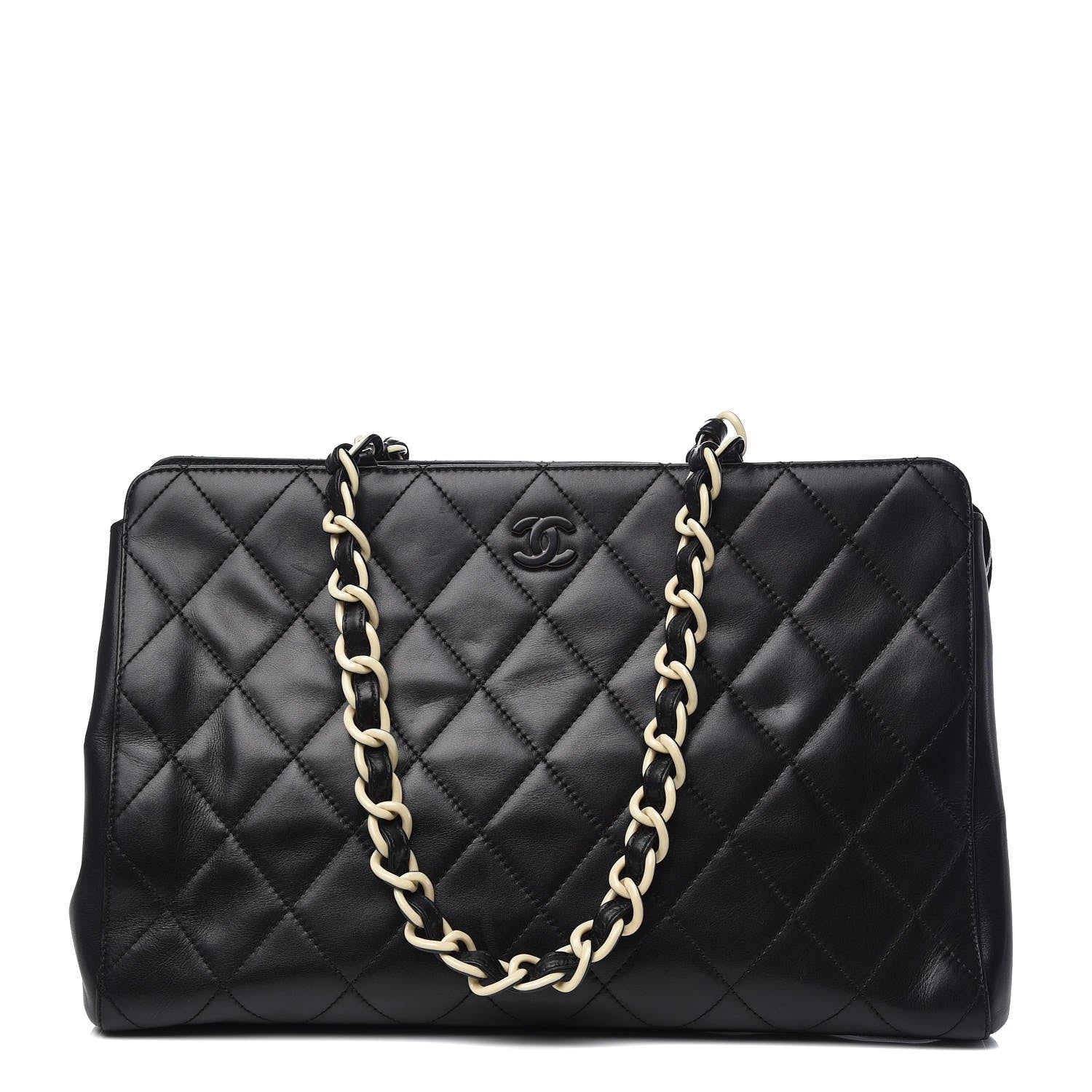 Chanel Lambskin Bekko Chain Large Shoulder Bag Black 1 of 8