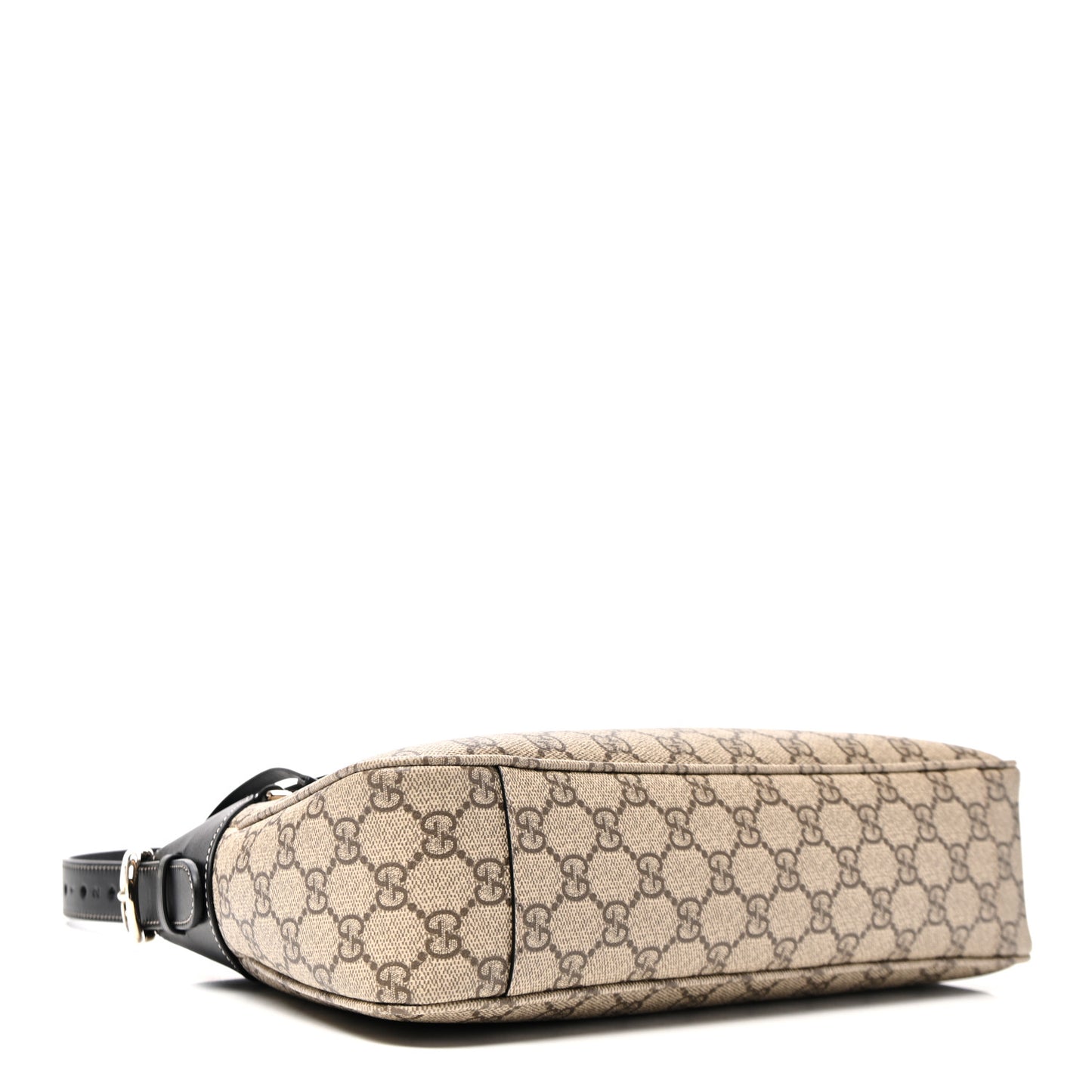 GG Supreme Monogram Textured Calfskin Medium Emblem Shoulder Bag Beige Dark Brown Black