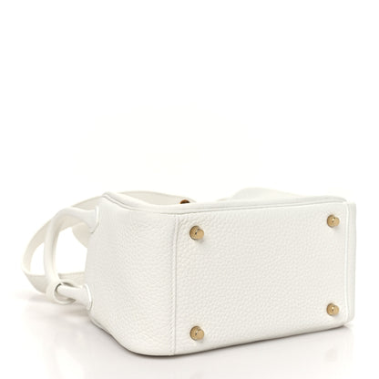 Hermes Taurillon Clemence Mini Lindy 20 New White 4 of 11