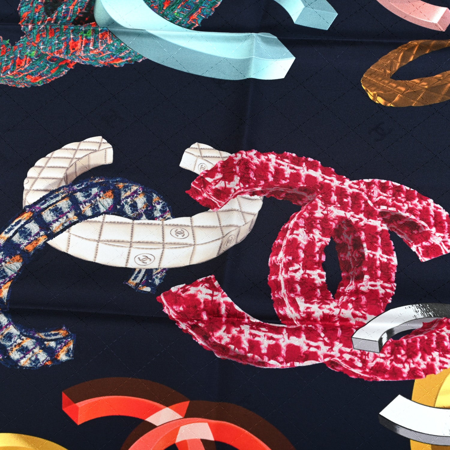 Chanel Silk CC Square Scarf Blue 3 of 7