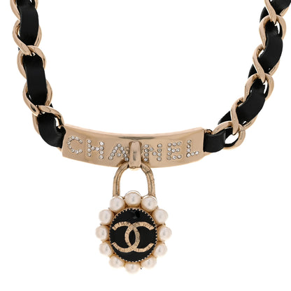 Chanel Crystal Pearl Lambskin CC Chain Choker Gold Black Pearly White 1 of 6